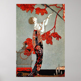 Red Madame Art Deco Design Poster