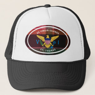 Red Madras St. Thomas Virgin Islands Flag USVI Trucker Hat