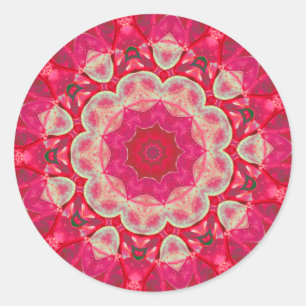 Red Magenta and Grey Kaleidoscope Classic Round Sticker