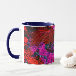 Red Magenta Dark Blue Abstract Art Mug