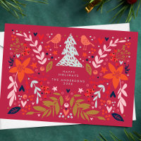 RED Magenta Floral Christmas Pretty