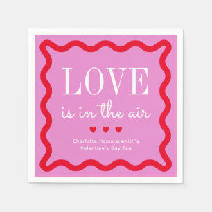 Red Magenta Love is in the Air Wavy Square Napkin