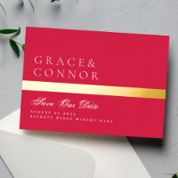 Red Magenta Stripe Photo Save The Date