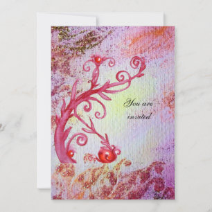 RED MAGIC SWIRLS IN PURPLE YELLOW GOLD SPARKLES INVITATION