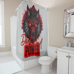 Red Magic Wolf   Dark Howl Energy Shower Curtain