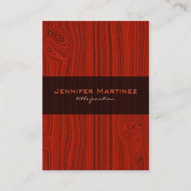 Red Mahogany Wood Grain Pattern Look Business Card (Front)