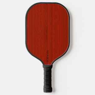 Red Mahogany Wood Monogram Pickleball Paddle