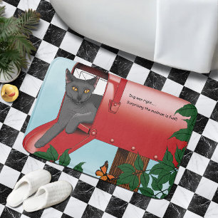 Red Mail Box Cat Bath Mat