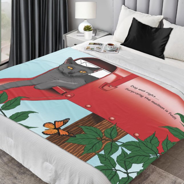 Red Mail Box Cat Fleece Blanket (Creator Uploaded)