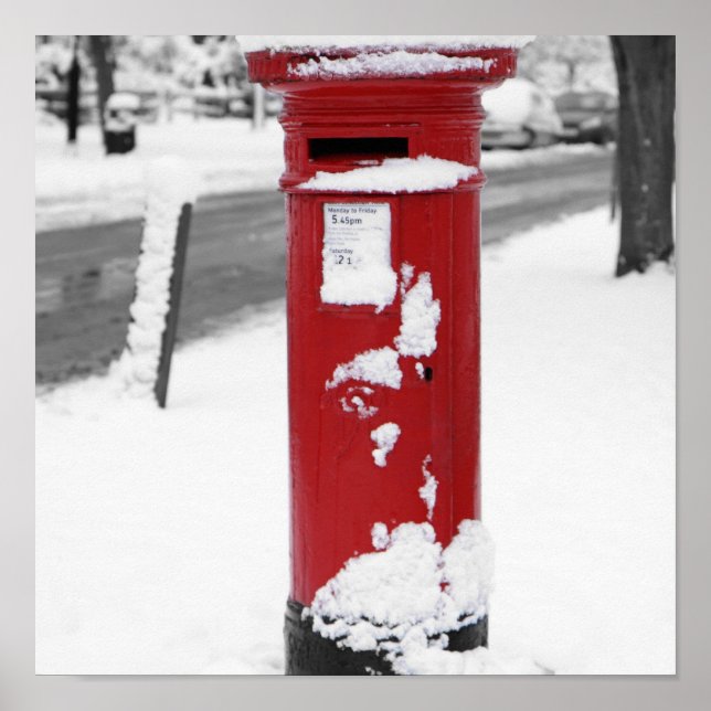 Red Mail Box in the Snow Poster (Front)