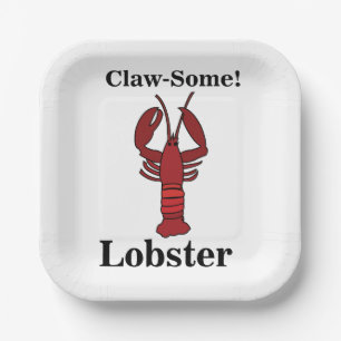 Red Maine Lobster Seafood Celebration Summer Party Paper Plate