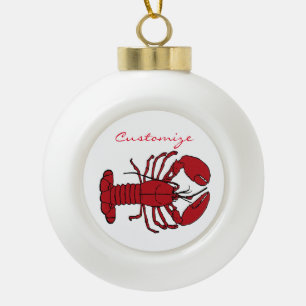 Red Maine Lobster Thunder_Cove Ceramic Ball Christmas Ornament
