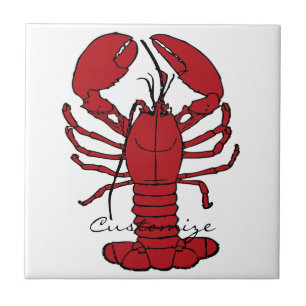 Red Maine Lobster Thunder_Cove Ceramic Tile