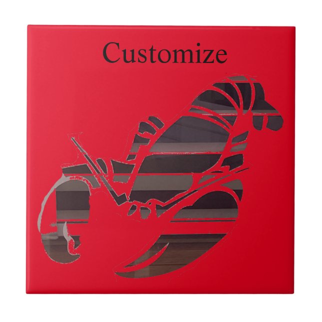 Red Maine Lobsters Thunder_Cove  Ceramic Tile (Front)