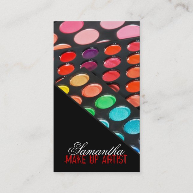 Red Make Up Artist Palette Brush Business Card (Front)