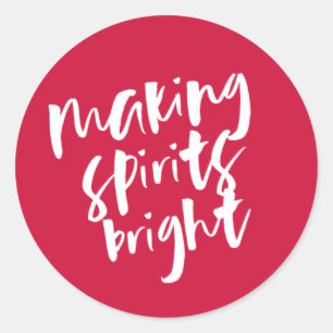 Red Making Spirits Bright Gift Tag Sticker