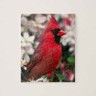 Red Male Cardinal Ceramic Tile Jigsaw Puzzle
