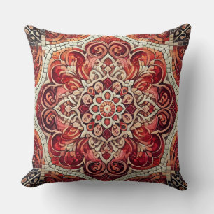 Red Mandala: A Mosaic of Passion and Harmony Cushion