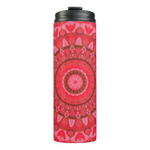 Red Mandala Boho Travel Warm Pattern Cosy Design Thermal Tumbler
