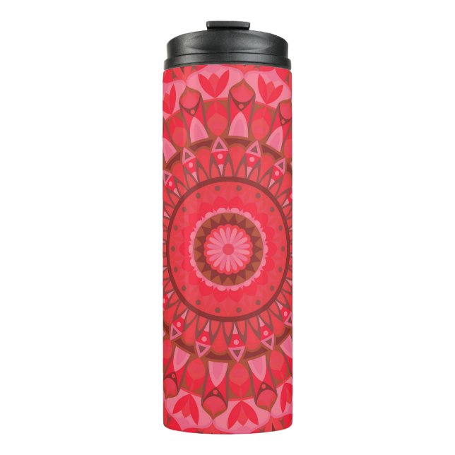Red Mandala Boho Travel Warm Pattern Cosy Design Thermal Tumbler (Front)