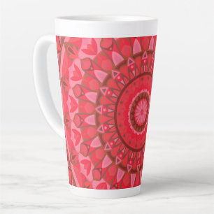 Red Mandala Boho Warm Pattern Aesthetic Cosy Cute Latte Mug
