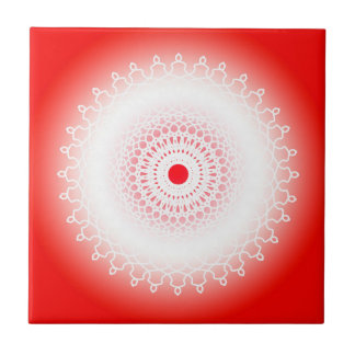 Red Mandala Ceramic Tile