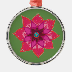 Red Mandala flower art Ceramic Decoration