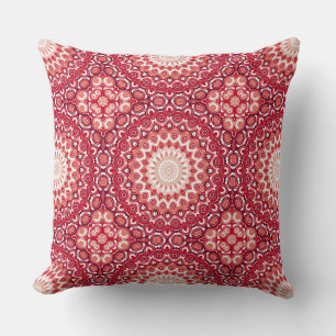 Red Mandala Pattern in Fiery Gradient Cushion