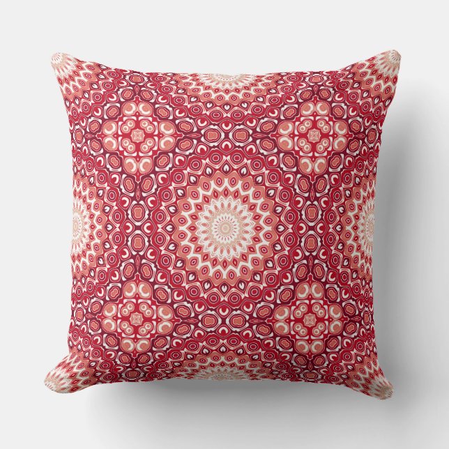 Red Mandala Pattern in Fiery Gradient Cushion (Front)