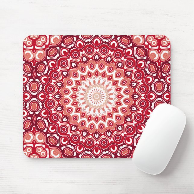 Red Mandala Pattern in Fiery Gradient Mouse Pad (With Mouse)