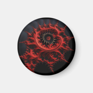 Red Mandelbrot Fractal On A Black Background Magnet