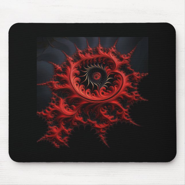 Red Mandelbrot Fractal On A Black Background Mouse Pad (Front)