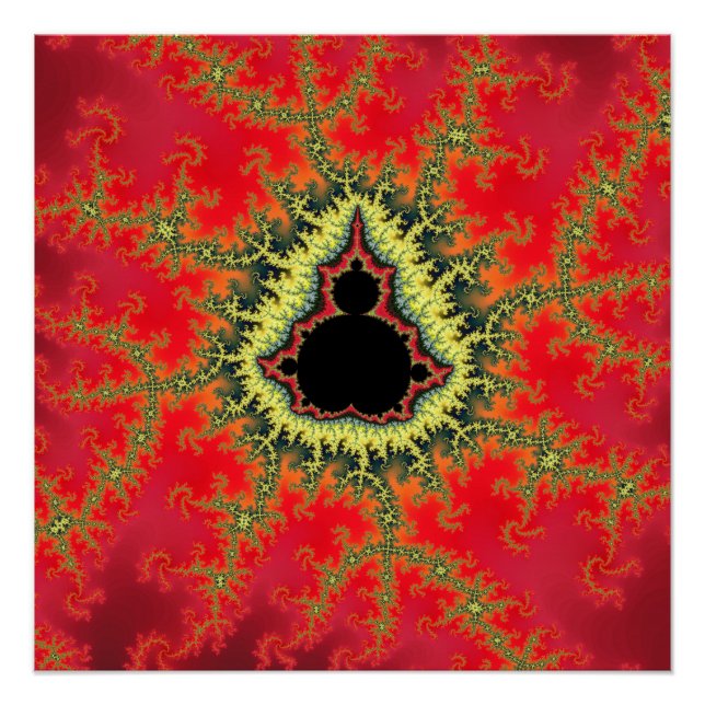 Red Mandelbrot Fractal Poster (Front)