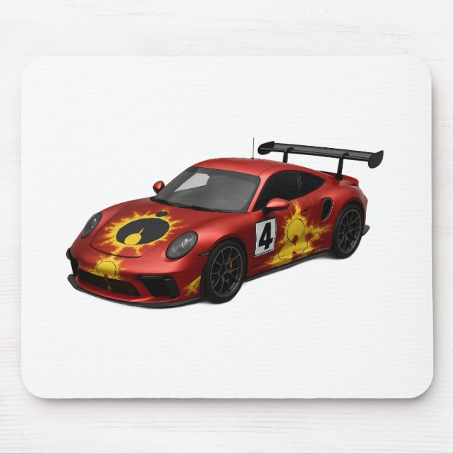 Red Mandelbrot Race Car Mouse Pad (Front)