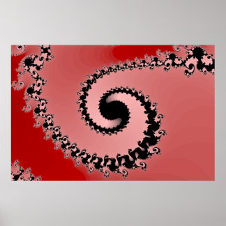 Red Mandelbrot Spiral Poster
