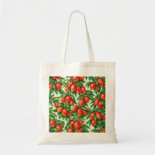 Red Mango Tropical Botanical Pattern Tote Bag