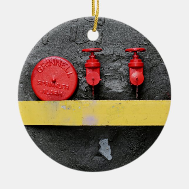 red manual fire alarm ceramic tree decoration (Front)