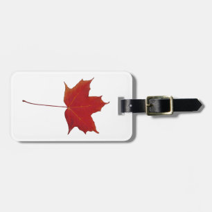 Red maple canadian leaf luggage tag