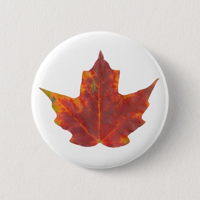 Red Maple Leaf 6 Cm Round Badge (Front)