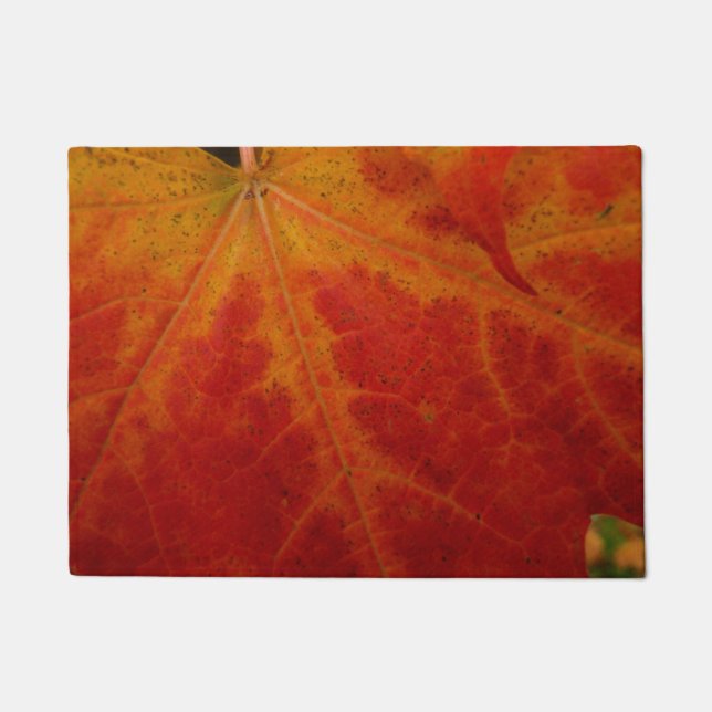 Red Maple Leaf Abstract Autumn Nature Photography Doormat (Front)
