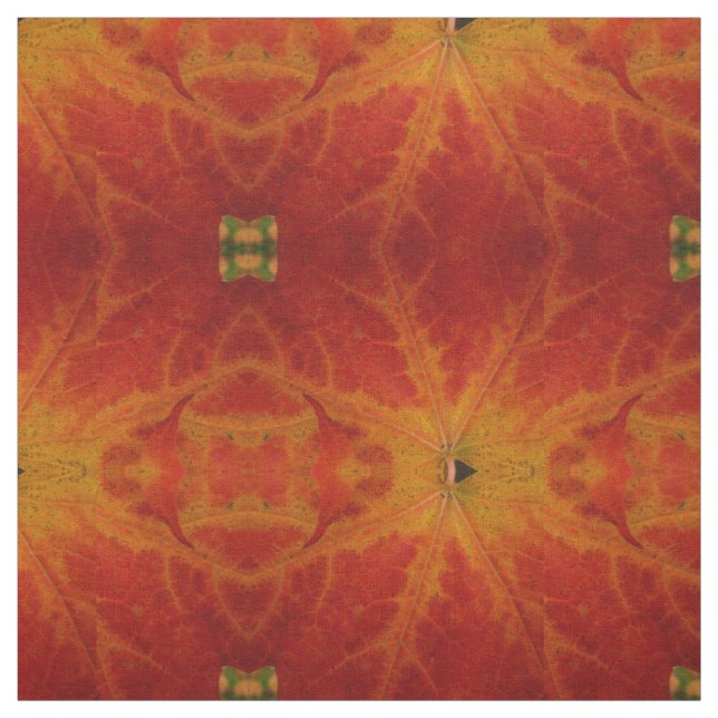 Red Maple Leaf Abstract Autumn Nature Photography Fabric (Swatch)