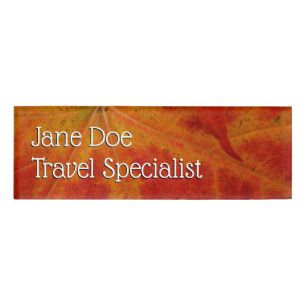 Red Maple Leaf Abstract Autumn Nature Photography Name Tag