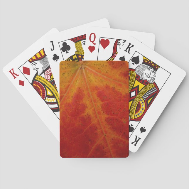 Red Maple Leaf Abstract Autumn Nature Photography Playing Cards (Back)