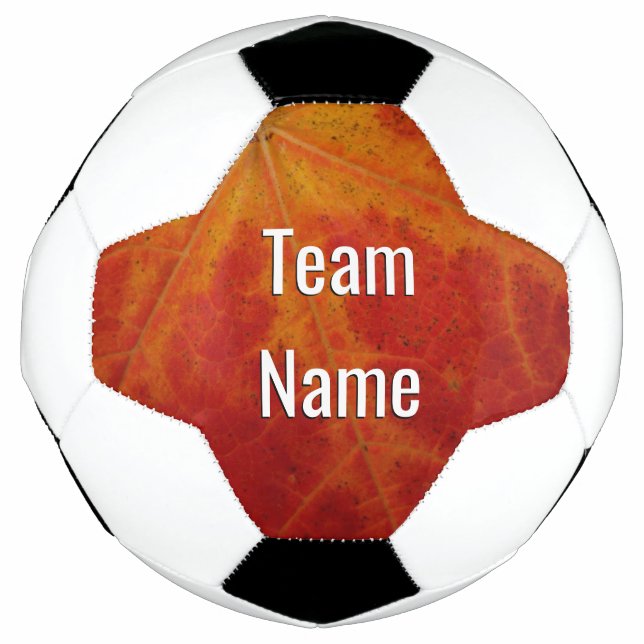 Red Maple Leaf Abstract Autumn Nature Photography Soccer Ball (Front)