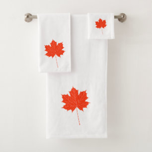Red maple leaf bath towel set