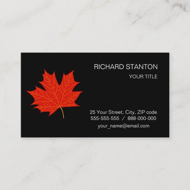 Red maple leaf business card (Front)