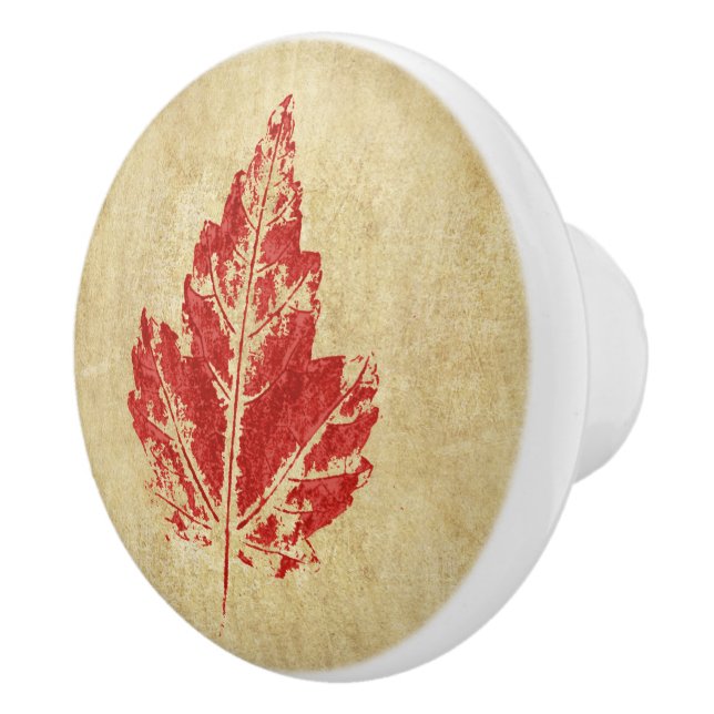 Red Maple Leaf Cabinet Knob (Right)