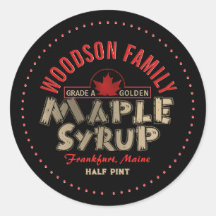 Red Maple Leaf Emblem Maple Syrup Editable Label