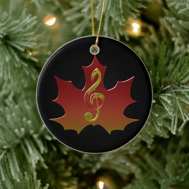 Red Maple Leaf in Fall Colour Harmony Ceramic Ornament (Tree)