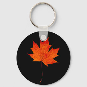 Red maple leaf key ring